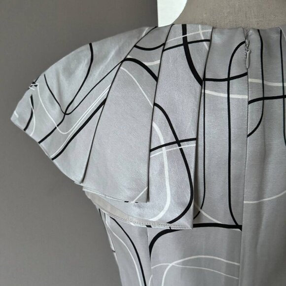 Banana Republic Unique Graphic Silk-Linen Blend Dress in Trending Silver Grey Co - Picture 7 of 8